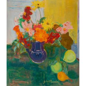 Gabriel Fournier (grenoble 1893-fontainebleau 1963). Still Life With Flowers And Fruit