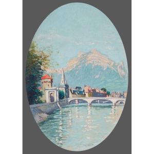 Jean Vyboud (1872-1944). Isère, View Taken From île-verte, And Moucherotte