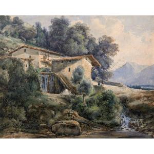 Jean-alexis Achard (voreppe 1807 - Grenoble 1884) Mill At Sassenage