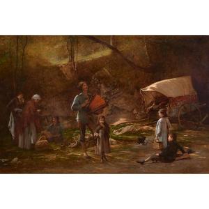 Jacques Gay (voreppe 1851 - Grenoble 1925) Nomads' Halt At Sassenage. Paris Salon 1885
