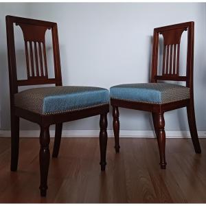 Jacob Desmalter - Pair Of Chairs - Rambouillet Model - Lelièvre Fabric - Empire Period