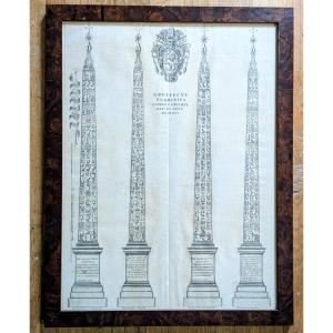 Important Engraving Of 18th-century Obelisks