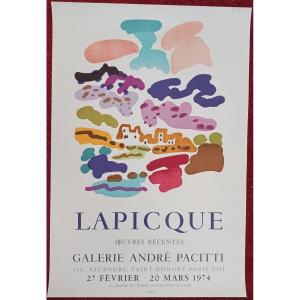 Charles Lapicque - Recent Works - Exhibition Poster From 1974