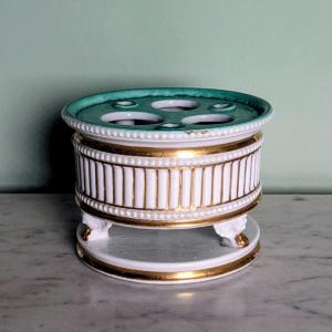 Paris, Empire Period, Restoration - Circular Tripod Inkwell And Pen Holder