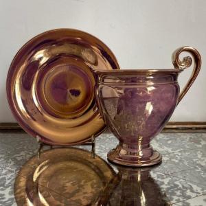 Sarreguemines, Circa 1830 - Burgos Ovoid Cup - Porphyry-style Earthenware