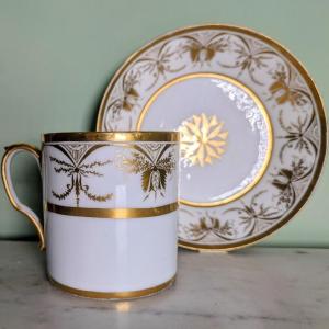 Halley - Chocolate Cup And Saucer - Porcelain - Salembier Style Decoration - Circa 1800