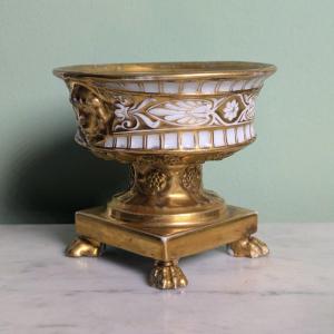 Darte Frères - Small Empire Inkwell, Restoration Period - Gilt Porcelain