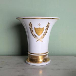 Paris, Early 19th Century - Cone-shaped Vase, Jasmine - Porcelain - Gilt Decoration
