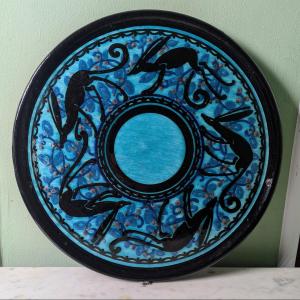 Paul Jacquet - Large Earthenware Dish With Hare Frieze - Art Deco