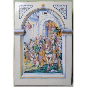 Winterthur, Switzerland - Large Plate Or Tile With Charles V - 19th Century Earthenware