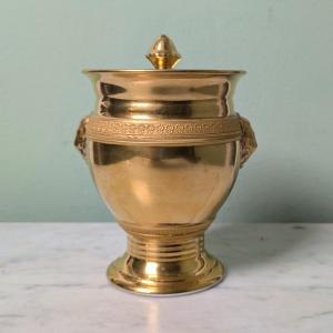 Darte Frères  Circa 1820 - Rare Sugar Bowl - Rich Gilding And Knurled Frieze