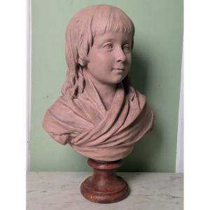 Houdon, After - Patinated Terracotta Bust Of Louis XVII - Late 19th Century