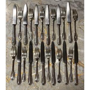 Service / 12 Dessert Cutlery Sterling Silver Puiforcat