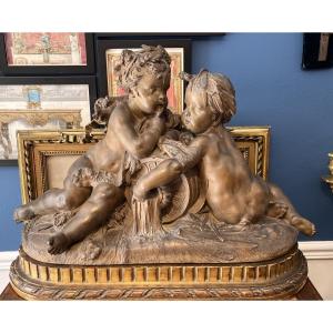 Carrier Belleuse “la Source” Patinated Terracotta Signed And Dated 1864