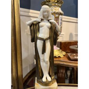 Chryselephantine Proof “egyptian Beauty” Léonie Böhm Hennes Bronze Sculpture 1920