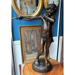 Massimiliano Contini (1850 - ?) "the First Impression" Bronze Proof H 85cm  