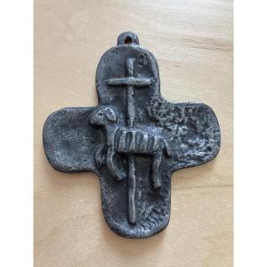 Pectoral Cross Signed Arlette Laurent-dray XX Pewter 