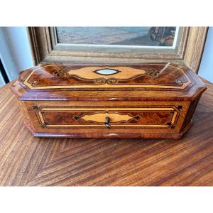 19th Century Octagonal Marquetry Glove Box, Napoleon III Period
