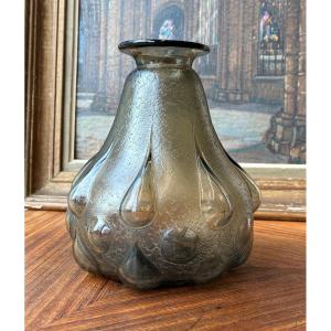 Blown Glass Vase With A Droplet Decoration, 20th Century