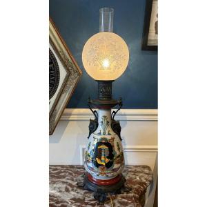 Neo-egyptian Lamp In Earthenware And Patinated Bronze - Napoleon III Period