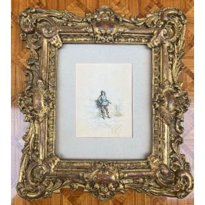 Dessin Mousquetaire A. Gaillard (miniaturiste) 1888