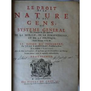 Jean Barbeyrac Baron De Pufendorf "the Law Of Nature And People" 1712 2 Volumes In-4