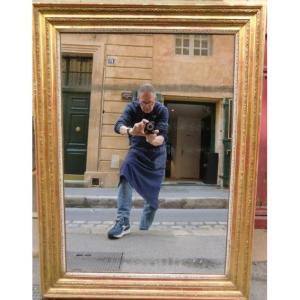 Mirror Wood And Stucco Golden Leaf XIXth Century H: 122 Cm Xl: 90 Cm