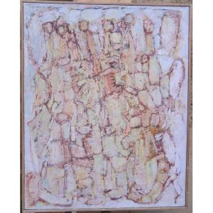 Jean-marie Sorgue (1924-2010) "characters", 1965 Oil On Canvas Signed And Dated 81 X 65 Cm