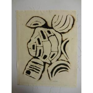 Ambi Malagasy Artist "hadivory", 2023 Burns On Soga From Madagascar 50 X 40 Cm
