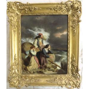 French School "after The Storm", 19th Century Oil On Canvas Framed 40 X 32.5 Cm
