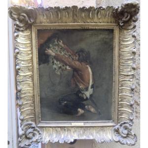 Weerts Jean-joseph (1846-1927) "the Death Of Bara" (study), 1883 Oil On Canvas, Signed 40 X 32