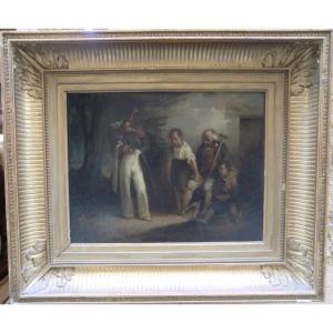 Auguste Raffet (1804-1860) In The Style Of "the Departure Of The Grenadier" Oil On Canvas 32 X 40 Cm
