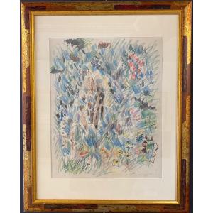 André Masson (1896-1987) "donkey In A Grove" 1950 Pastel On Paper, Signed 40.5 X 32 Cm
