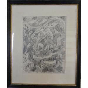 André Masson (1896-1987) "sainte-victoire" 1950 Graphite On Paper, Framed, 41 X 31 Cm