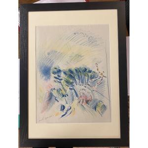 André Masson (1896-1987) "pines In The Mistral", 1949 Pastel On Paper, Signed 54 X 41.5 Cm