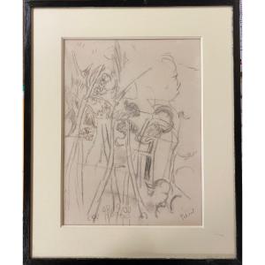 Tal-coat Pierre (1905-1985) "trees At Château-noir", 1943 Charcoal On Paper, Framed, 47 X 35 Cm