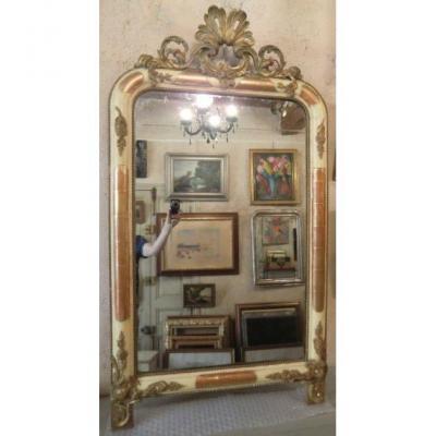 Gilt Stucco Pediment Mirror Period XIXth Century Louis-philippe Style