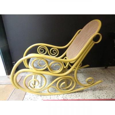 Rocking Chair In Bentwood And Cane Style Thonet Period 1900 Art Nouveau Style