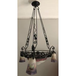 Art Deco Suspension Chandelier Müller Frères