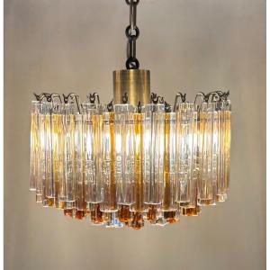 Murano Glass Trihedral Chandelier Circa 1970