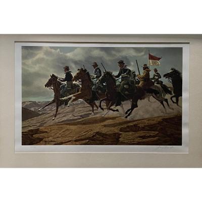 Series Of 8 Engravings From The American Wild West