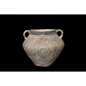 Two-handled Earthenware Jar Painted With A Vortex Pattern, Neolithic Period