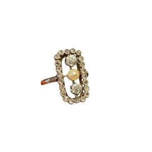 Gold, Diamond And Fine Pearl Ring Circa 1910