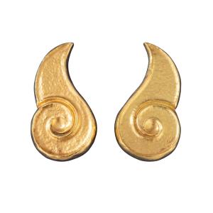 Lalaounis Pair Of Yellow Gold Ear Clips Featuring Textured Scroll Motifs In Yellow Gold