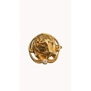 18k Gold Dog Brooch, Circa 1900