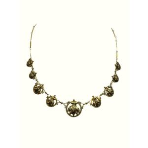 Art Nouveau Drapery Necklace In Yellow Gold