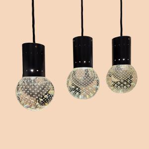 Three Pendant Lamps Gino Sarfatti Circa 1960