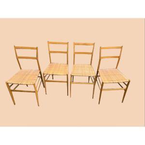 Suite Of 6 Super Leggera Chairs, Design Gio Ponti, 1956