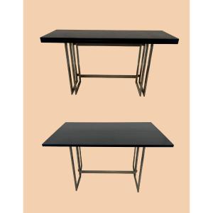 Deployable Console Table, Black Limed Oak, Artelano, Circa 1970