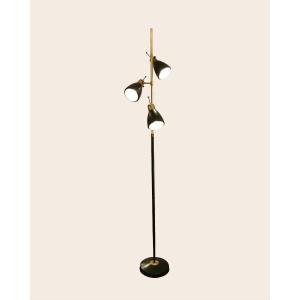 3 Spots Floor Lamp Brass And Metal Circa 1950